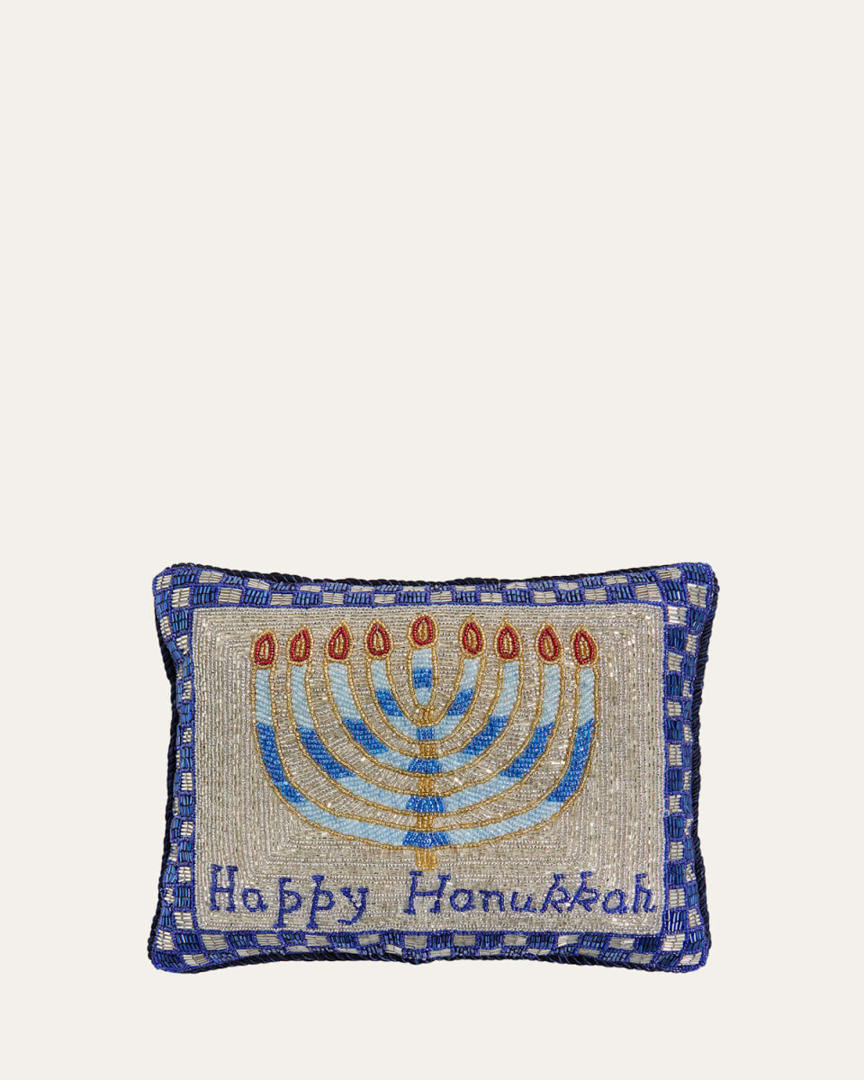 Happy Hanukkah Pillow, 4" x 11"